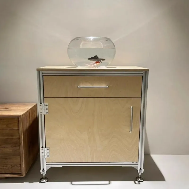 

Ocean plate aluminum profile side cabinet trolley industrial wind file cabinet coffee shop storage coffee cart cabinet