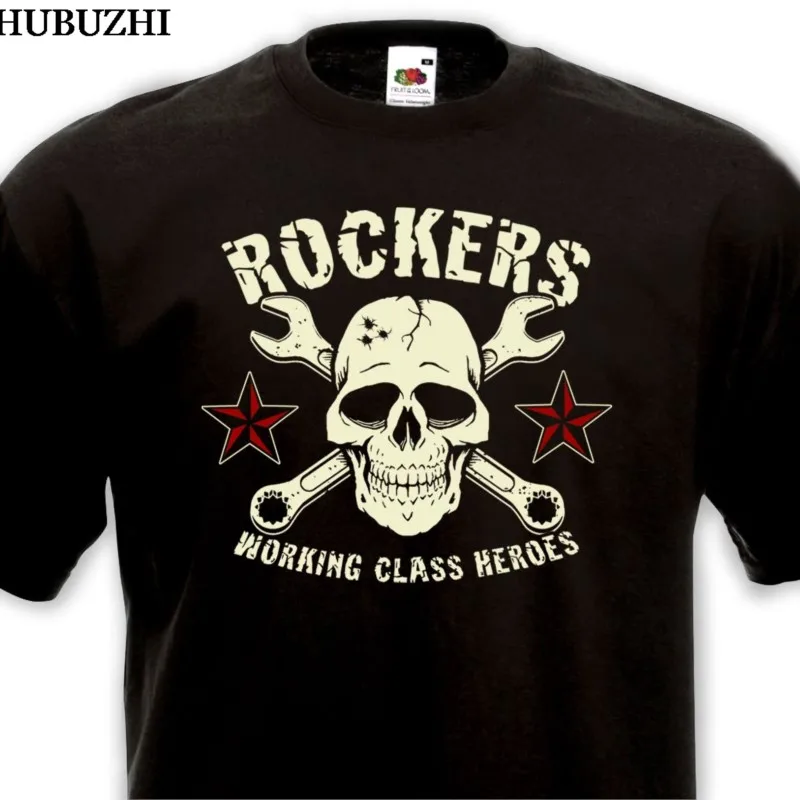 Funny Clothing Casual Short Sleeve T-Shirt ROCKERS WORKING CLASS HEROES - Rock'n'Roll Rockabilly Punk Rocker Skull T-shirt