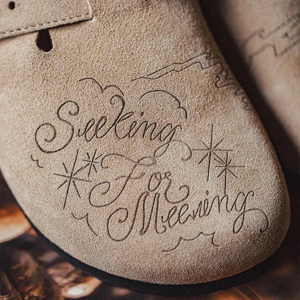 Maden Illustration Mules Shoes Half Drag Thick Bottom Outer Wear Flat Bottom Sandal Slippers Summer Comfortable Breathable Shoes