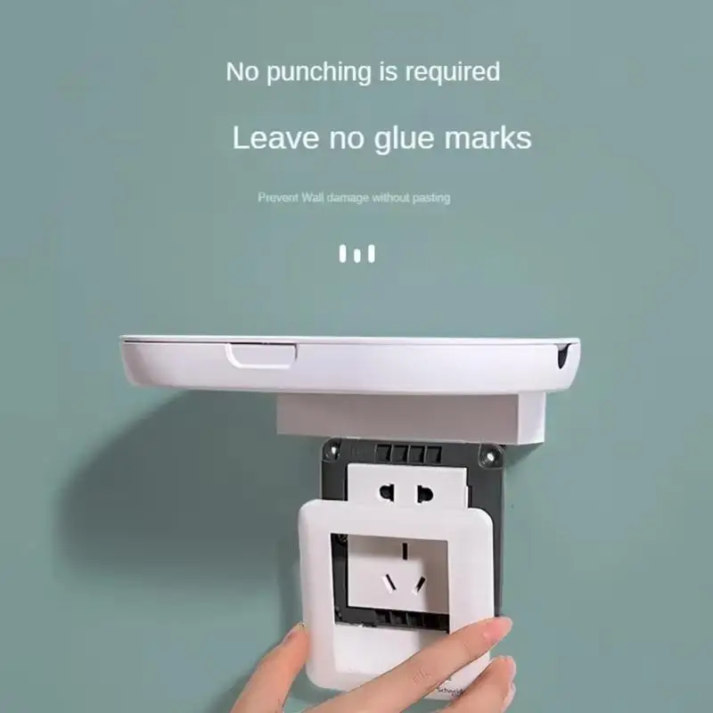 E1PF Punch-Frees Sockets Storage Rack On Wall Routers Shelf Outlet Placement Holder Cable Organizers Bedroom Living Room