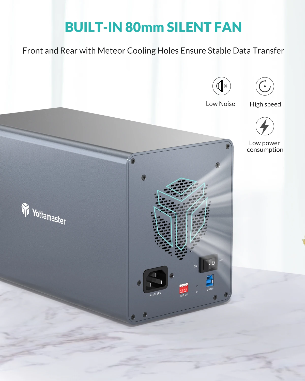 Yottamaster 4 Bay RAID Hard Drive Enclosure USB 3.0 to SATA3.0 HDD External Hard Drive Storage Support 2.5