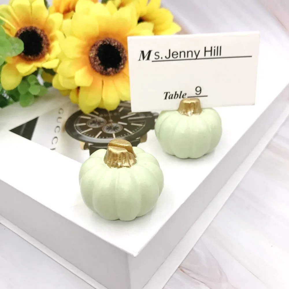 

4pcs Portable Pumpkin Card Holders Elegant Pumpkin Sculpture Memo Clip Holder Fall Themed Place Card Holder Adults or Kids