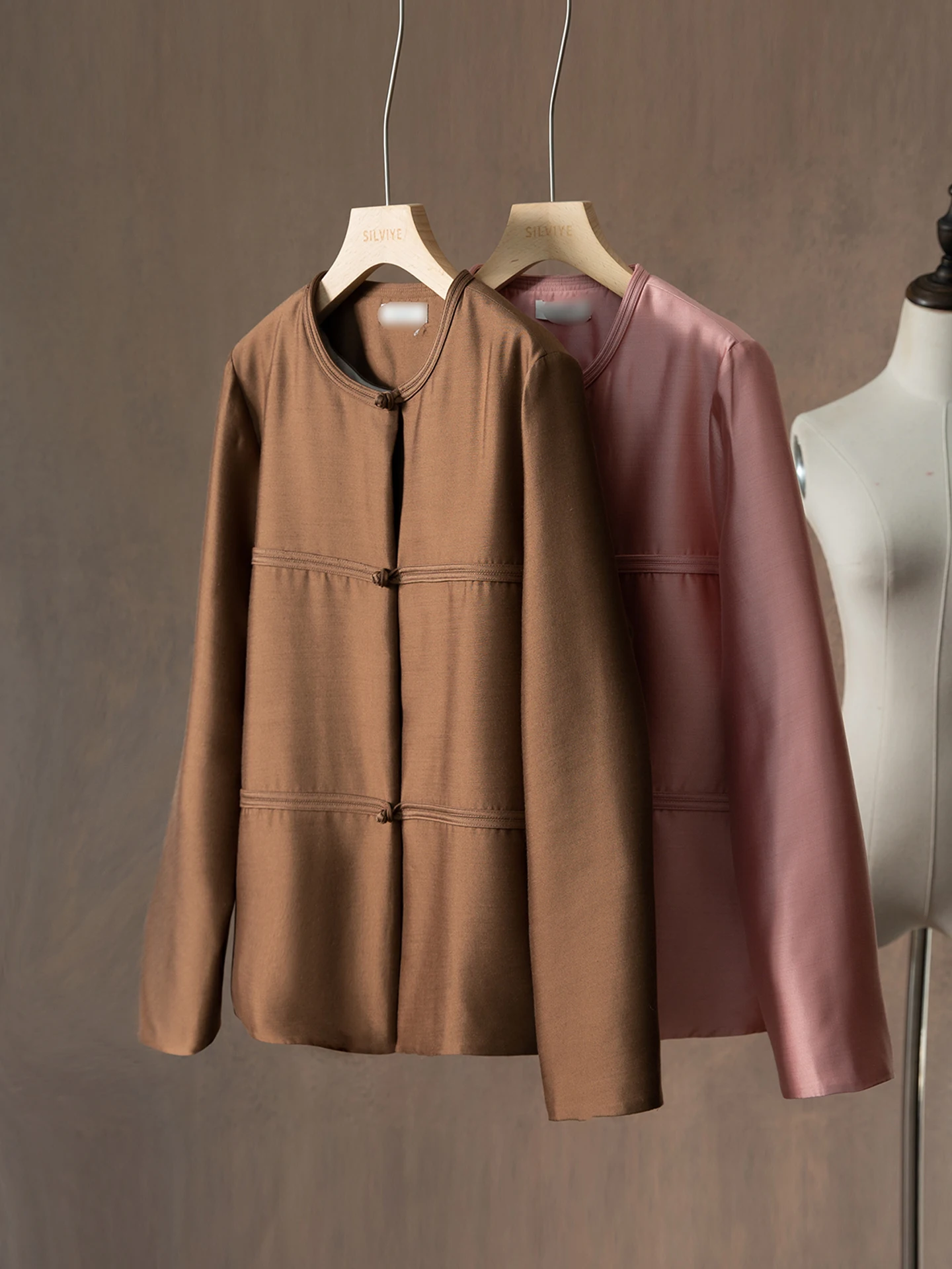 

Новое женское двустороннее пальто из шелка, мохера и хлопка с круглым вырезом и пуговицами в китайском стиле