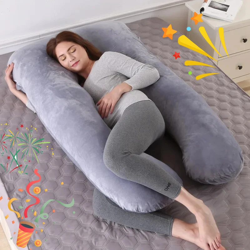 

Подушка для беременных, специальная подушка для сна для беременных, съемная и моющаяся U-образная мягкая боковая подушка для женщин.