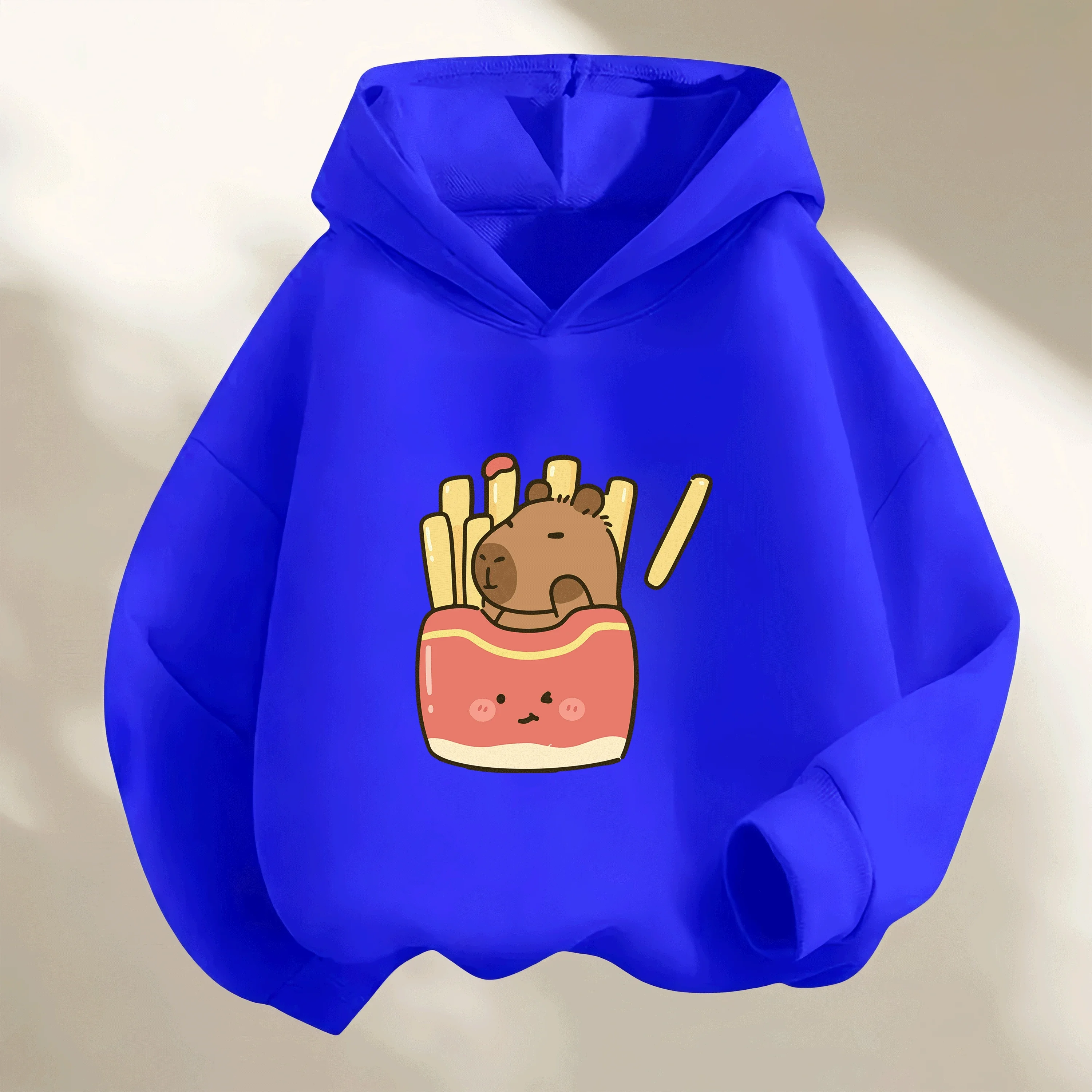 

2-14Y Spring Autumn Pure Cotton Brand Hoodie Kawaii Capybara Anime Print Kids Fashion Wear