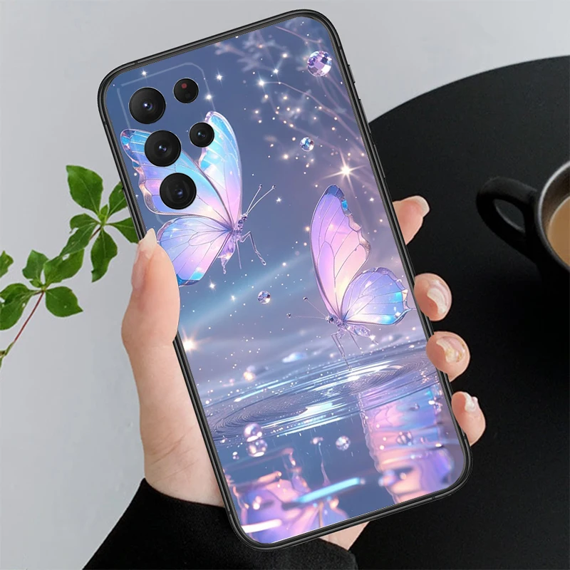 

Purple Pink Butterfly Phone Case For Samsung A55 A16 A56 A36 A35 A15 A53 A54 A33 A34 A25 A05S A52 A52S A14 A24 A26 A71