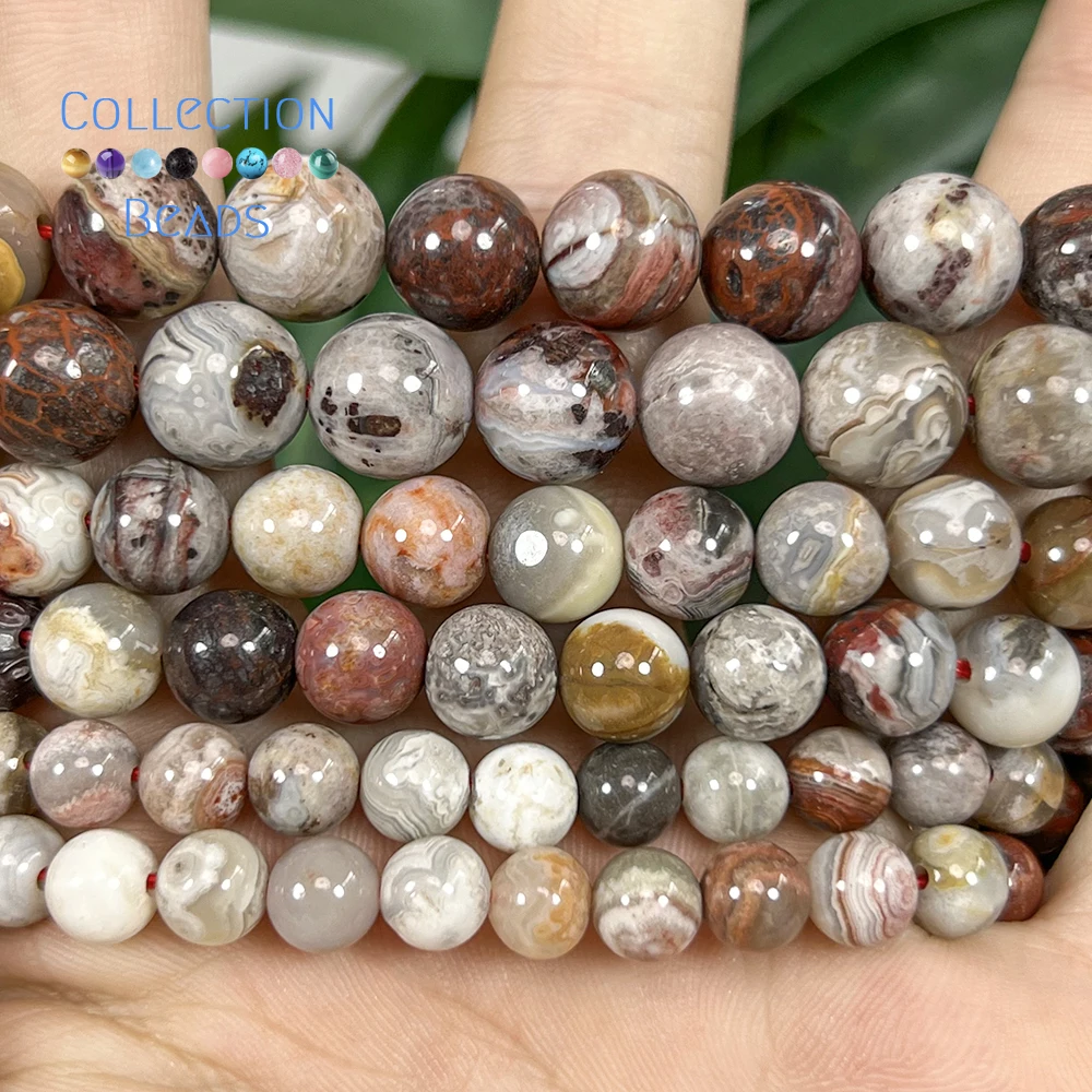 Natürliche 6 8 10mm Steinperlen Bunte Crazy-Achat Runde Lose Perlen für Schmuckherstellung DIY Armband Zubehör 15 Zoll – Detail 4