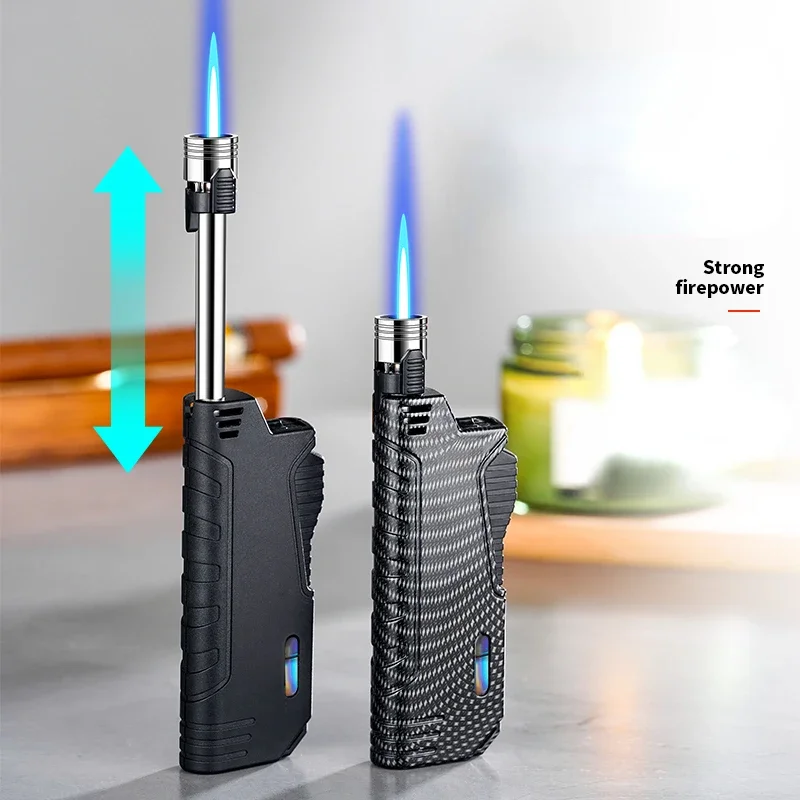 2025 Creative Telescopic Pole Ignition Blue Flame Windproof Lighter Can Be Used in The Kitchen Outdoor Camping Spray Gun Lighter