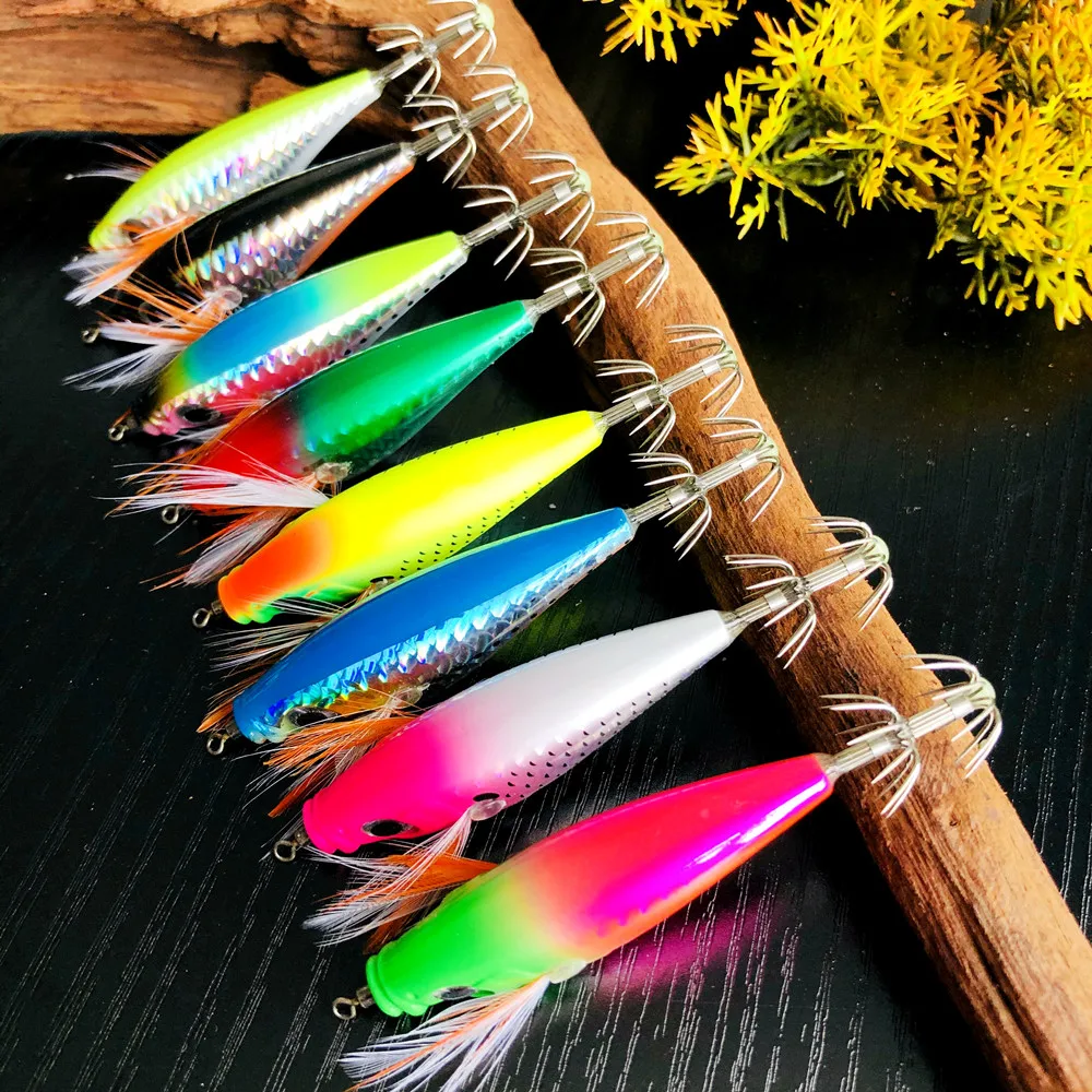 55mm 5,3g UV Horizontal Tintenfisch Jig Leuchtende Meer Angeln Zubehör Künstliche Köder Octopus Köder – Detail 16