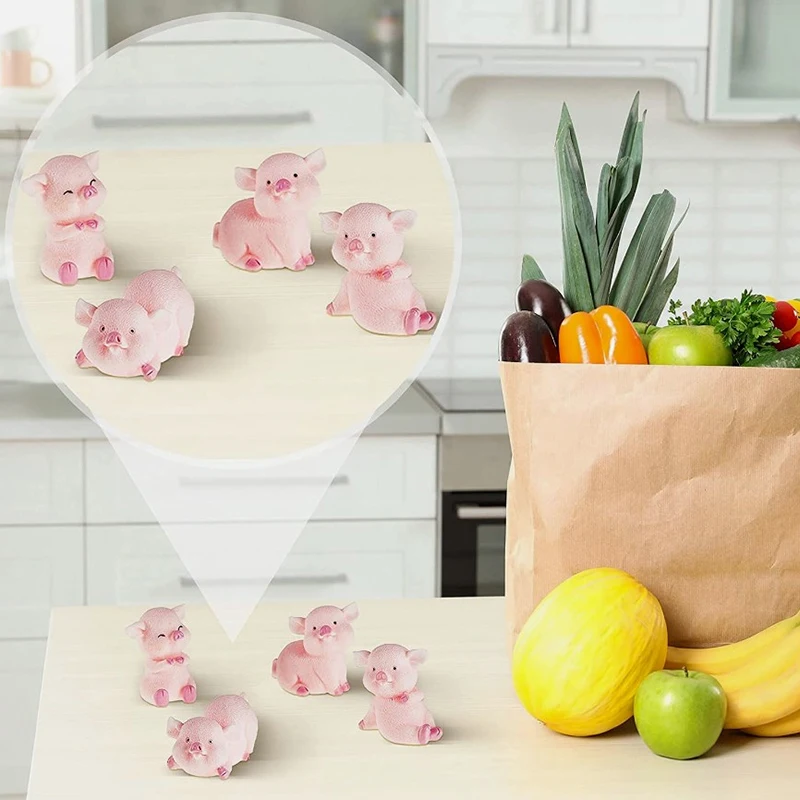 

8Pcs Cartoon Pink Pig Naughty Australia Animal Doll Toy Model Statue Figurine Ornament Miniatures Home DIY