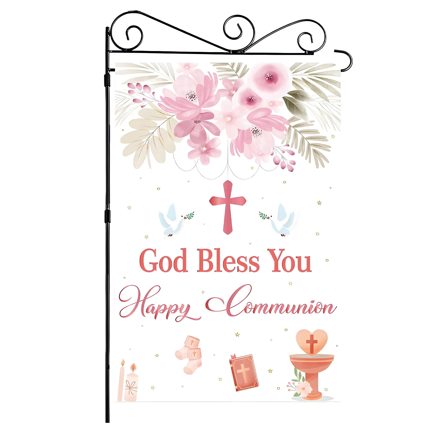 New Eucharist Garden flag Blessed Courtyard logo Eucharist Baptism Garden Flag Cross Courtyard flag decoration