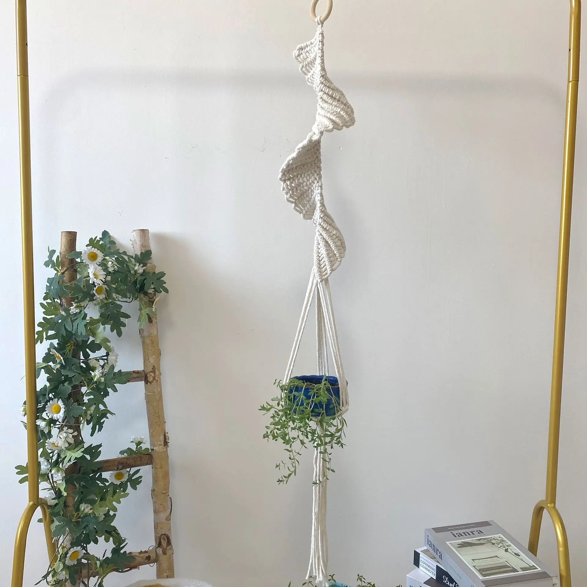 

Macrame Plant Hanger Hanging Pot Plante Bohemian Weaving Rotate Flowerpot Hanging Planter Wall Decoration Garden Supplie