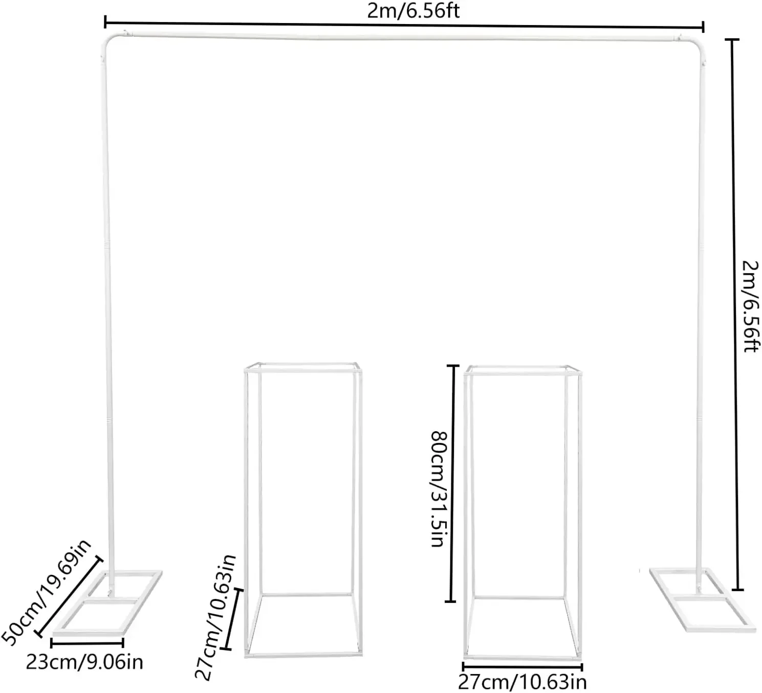 

6.6FT x 6.6FT Wedding Arches for Ceremony, Balloon Arch Stand with 2 Flower Stands Square Wedding Arches for Wedding Birthday