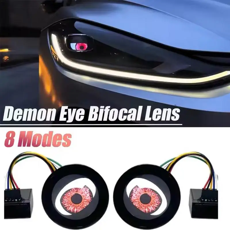 

Demon Eye Lights для автомобиля 12 В, динамические автомобильные фары Devil Eye, светодиодные автомобильные фары, лампы с Wi-Fi управлением, линза проектора