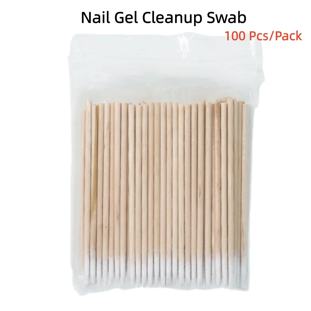 100Pcs Disposable Dual-Point Cotton Swabs for Nail Art – Precision Sharp Tips for Cleaning Gel Overflow & Nail Edges,
