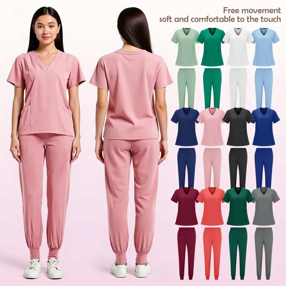 

Multi Color Scrub Suits Stretch Breathable Women Sets Nursing Scrubs Uniformes Medical Spandex Hospital Salon Spa Uniforms Sets