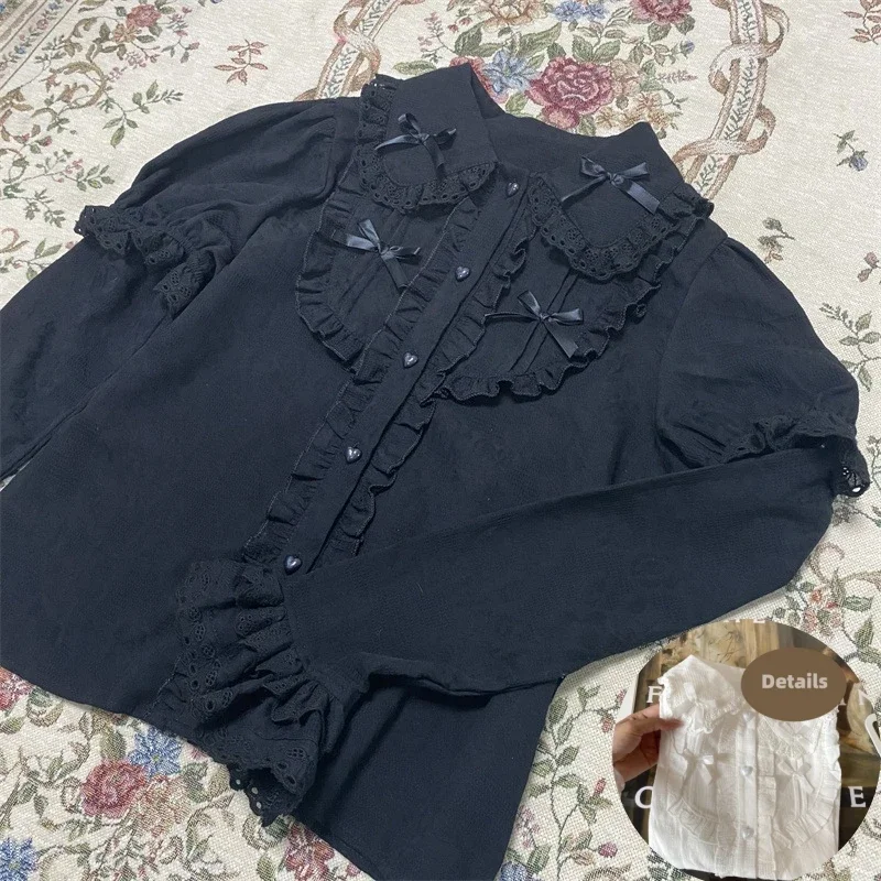 RT01 뜨거운 일본 귀여운 로리타 블라우스 여성 카와이 JK 셔츠 탑 소녀 달콤한 분리형 슬리브 세련된 블라우스 3 색 & Gf1