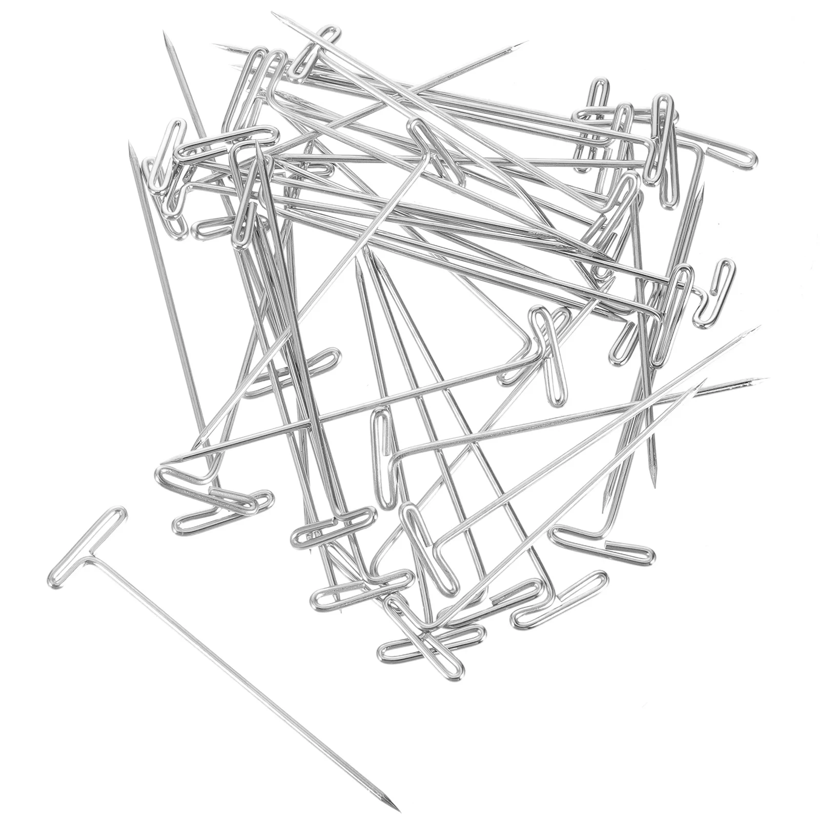 100 قطعة دبابيس الفولاذ المقاوم للصدأ T دبابيس للشعر المستعار عقد حاد سهل إدراج إزالة الحرفية حجب الحياكة الخياطة #3