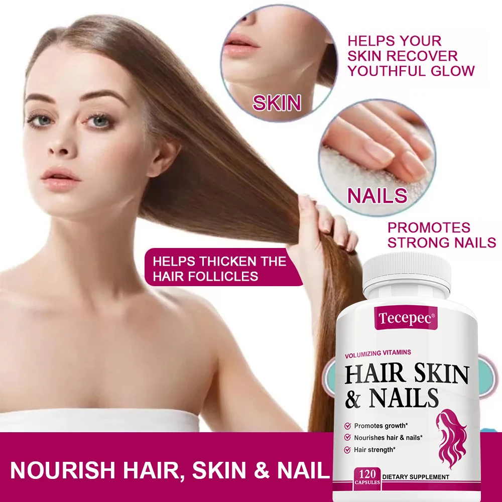 Hair Skin & Nails Capsules with Biotin, Collagen, Beauty Nutritional Supplement for Brighten Skin Tone, Alleviate Hair Loss