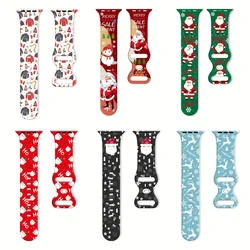 For Apple Watch 41mm 40mm 38mm 42mm 44mm 45mm 49mm , for iWatch Series 8/7/SE/6/5/4/3/2/1 Christmas Silicone watch band