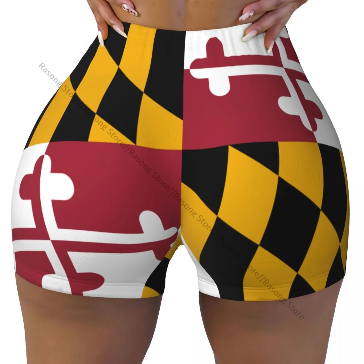 Women Yoga Shorts Maryland State Flag Workout Shorts Fitness quick-dry Ladies Yoga Gym Running Short Pants Sportswear