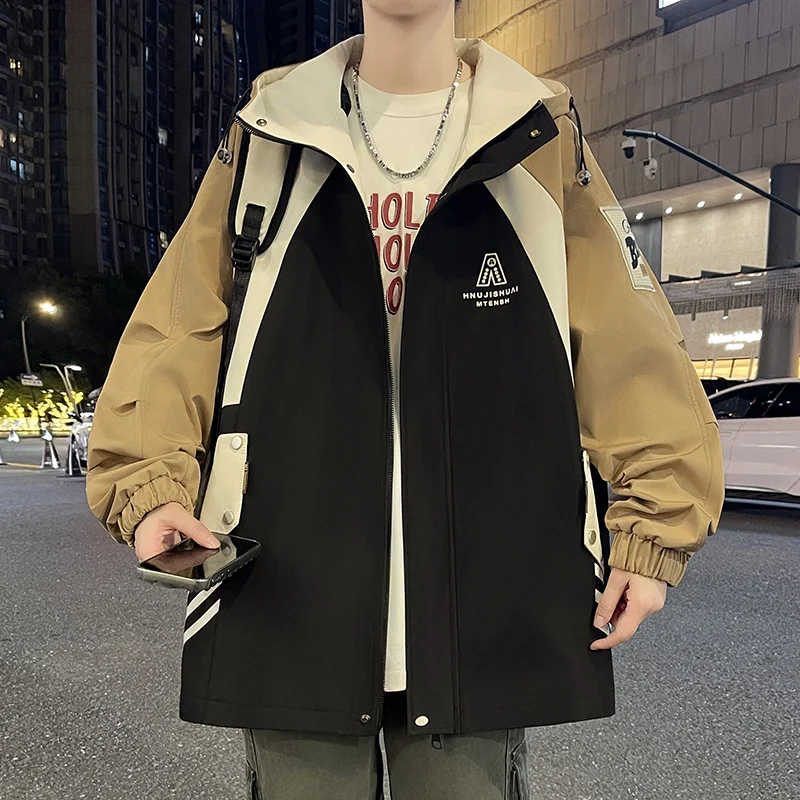 

Мужская повседневная свободная куртка с капюшоном, осенне-зимняя, новая, молодежная, модная, ветрозащитная, с длинными рукавами, универсальная, износостойкая