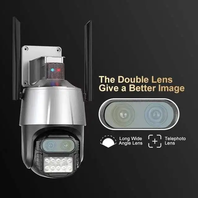 4MP 8X  iCsee/XMeye APP Dual Lens  FlashLight Siren Alarm WIFI IP Camera AI Humanoid Detection Auto Tracking CCTV Baby Monitor