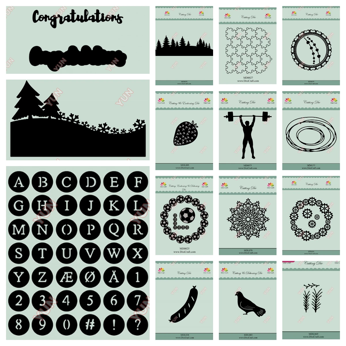 Alphabet Craft Die Landscape Football Hexagon Puzzle Sausage Congratulations Heart Frame Cutting Dies DIY Handmade Scrapbooking