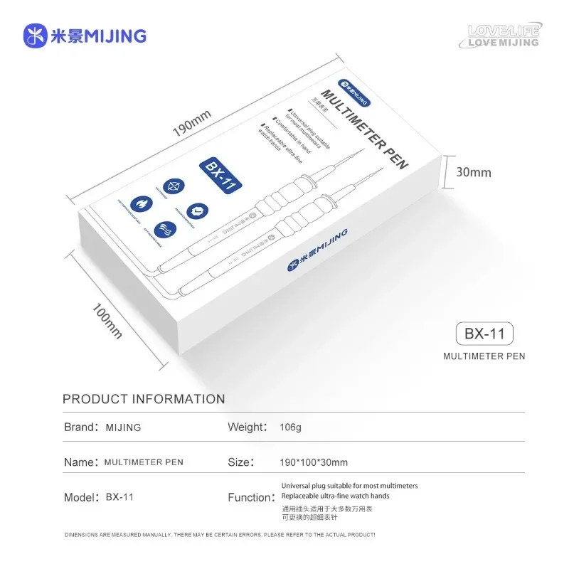 Imagem -06 - Caneta Multímetro Digital Universal Fio Medidor Agulha de Aço Extra Apontado Classe Segura Test Wire Repair Tool 20a 2000v Mijing-bx11