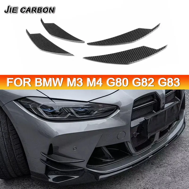 For BMW G80 M3 G82 G83 M4 2021+ Carbon Fiber Front Bumper Side Flaps Wind Blade Splitter Spoiler Body Kits Auto Parts