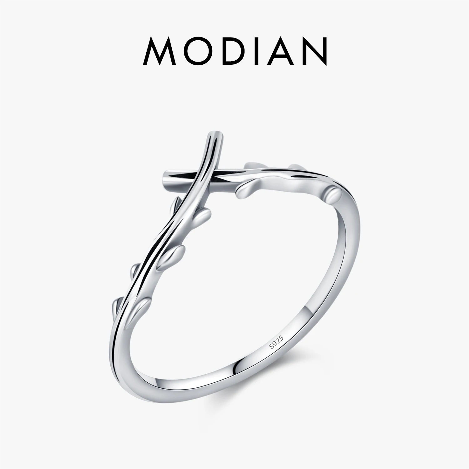 MODIAN Fingerringe aus 925er-Sterlingsilber, Vintage, zart, gekreuzter Ast, für Frauen und Mädchen, Party, edler Schmuck, Geschenke