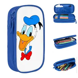 Cartoon Donald Duck Goofy Pencil Case Double Layer Large Capacity Office Supplies Mickey Minnie Pencilcase Birthday Gift