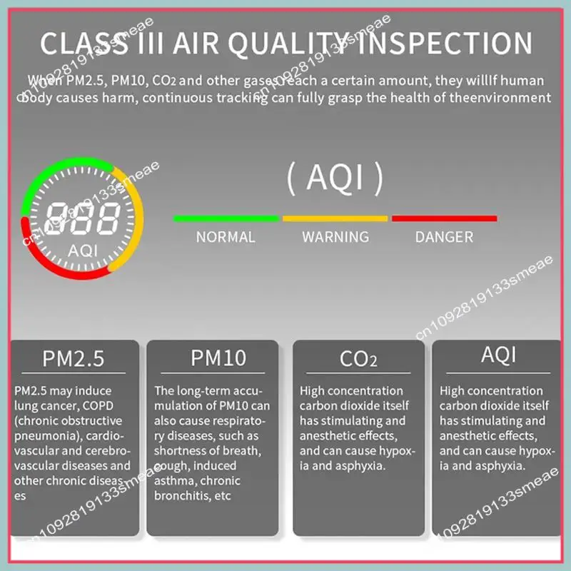 Przenośny detektor CO2 N94R z monitorem Miernik dwutlenku węgla Cyfrowy tester temperatury i wilgotności Zegar PTH 9AW