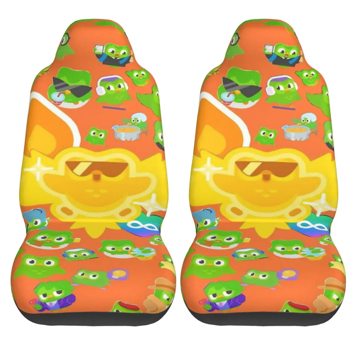 

Чехлы для автомобильных сидений Duolingos Owl Duo, зимние, из полиэстера, эластичные, 2 шт., милые чехлы
