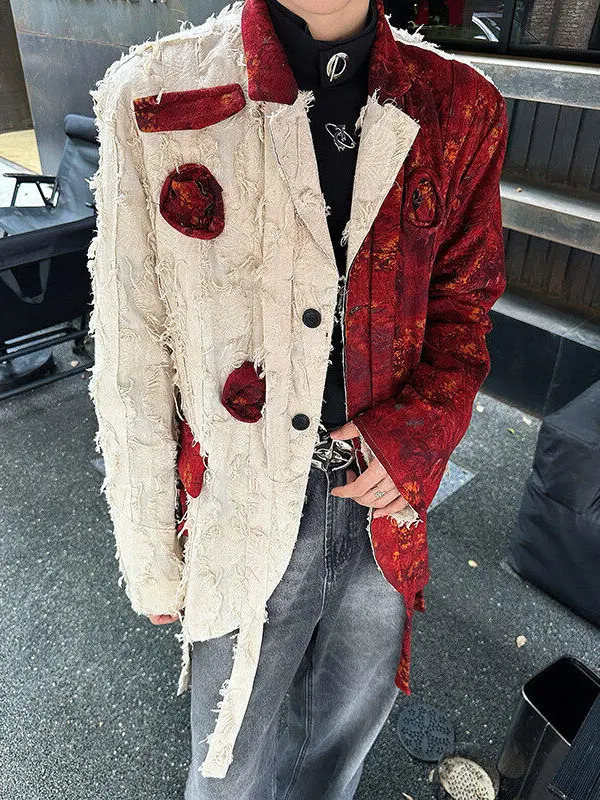 

TANGZ STUDIO Мужской пиджак ручной работы с 3D-розами, повседневный городской стиль, полиэстер, весенняя верхняя одежда