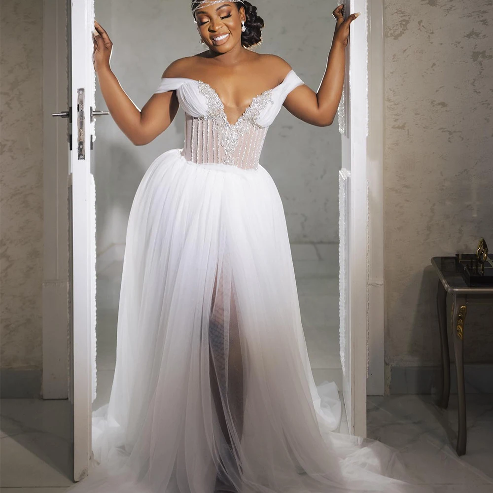 

Off The Shoulder Bridal Robe Luxury Crystal A Line Women Bathrobe Wedding Party Nightgown Africa Bridal Shower Gowns