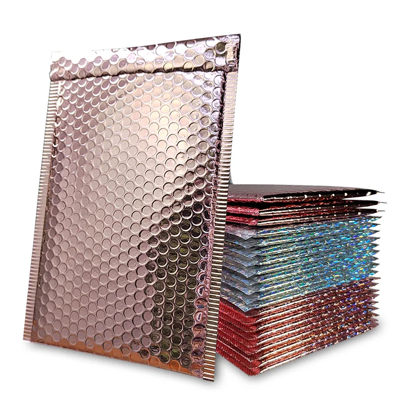 30/50Pcs Metallic Rose Gold Bubble Mailers Foil Padded Bags Postal Bags Gift Packaging Shipping Envelopes Waterproof Mailing Bag