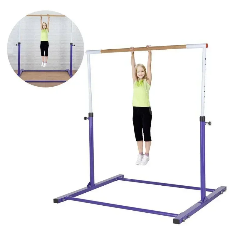 Adjustable 130cm steel gymnastics horizontal bar indoor sports training belt fiberglass