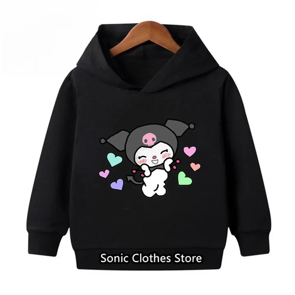 Kawaii 90s Sweatshirt Kid Hoodie Kuromi Japanese Anime Children Kuromi Sweatshirt Kids Clothes Tops Boys Girls Tee Baby Hoodies