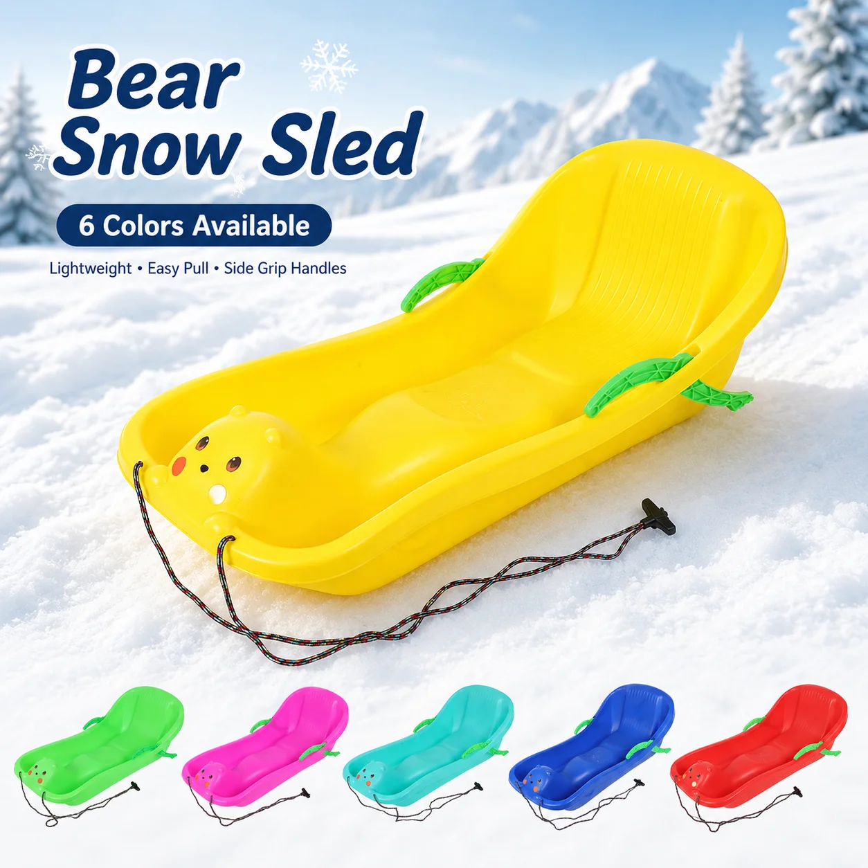 Best-selling Plastic Inflatable Thickened Lightweight Snow Sled Easy Pull Side Grip Handles for Parent-child Outdoor Sliding