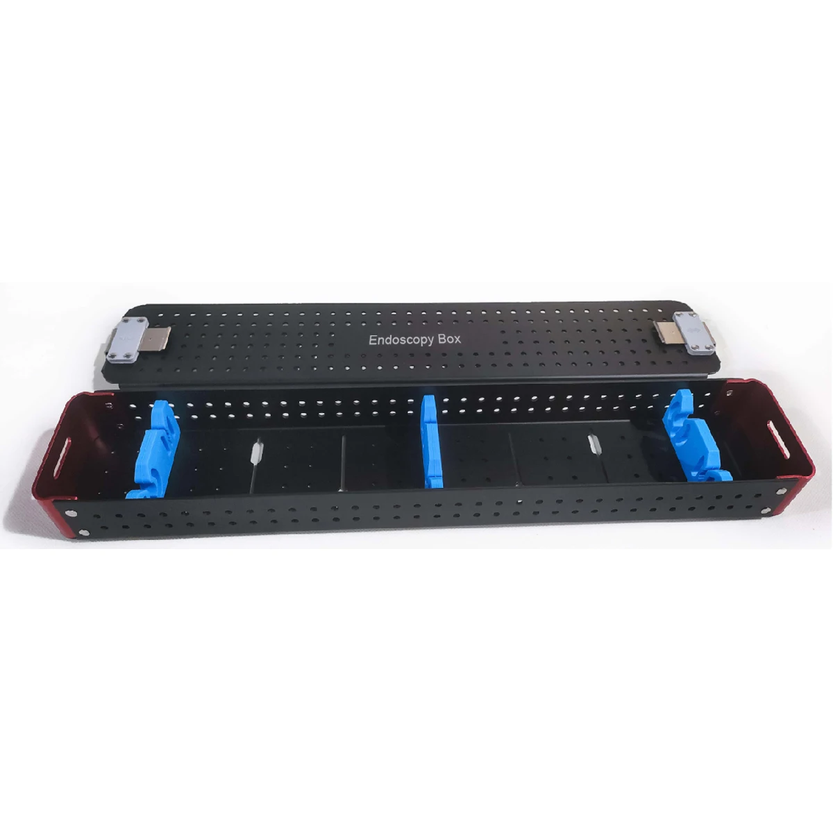 Aluminum Alloy Endoscope Instrument Tray with Silicone Bracket (650×84×42 mm)
