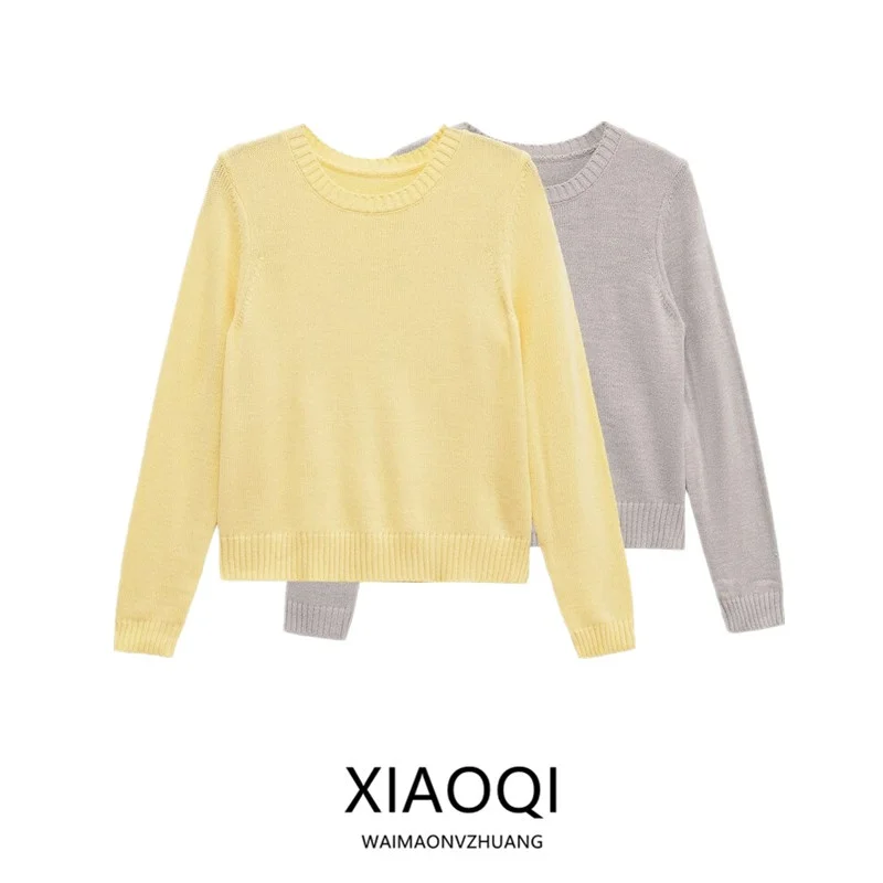 

2025 Autumn New Arrival Women's Commute Basic Sle Long Sve round Ne Knitted Sweater Versatile Faionable Girl's Knitwear