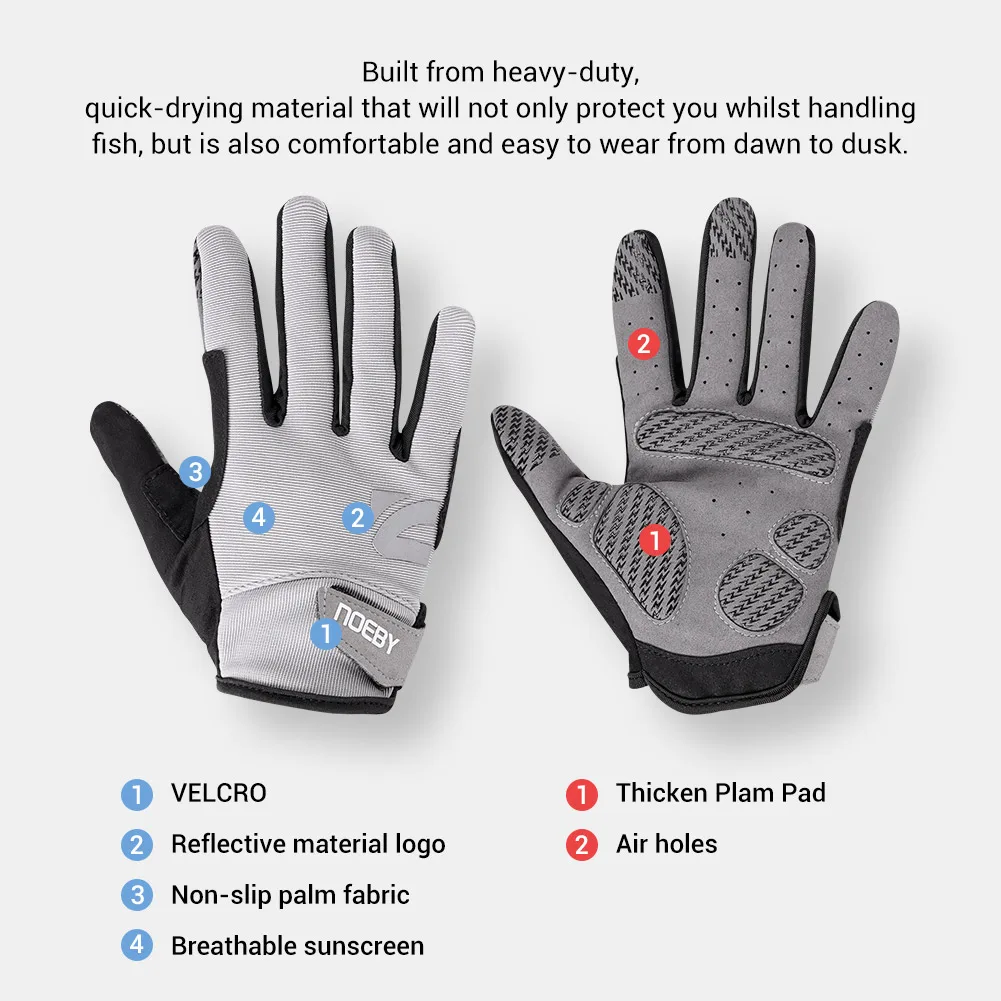 Noeby Guantes de pesca dedo completo - Antideslizantes y UV - imagen 4