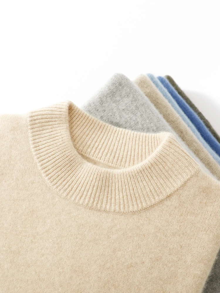 

Fashion Men's O-Neck Pullover Sweater Thick Soft Warm 100%Cashmere Knitwear Autumn Winter Basics Retro Solid Color Male Tops2025