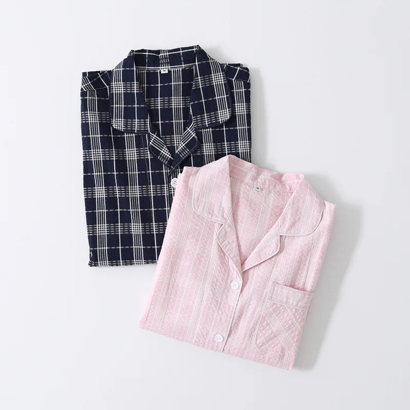 

Spring Autumn Women Casual Plaid Pajama Sets Female 100%Cotton Sleepwear Suit Women Turn-down Collar Shirt & Pants Pijamas