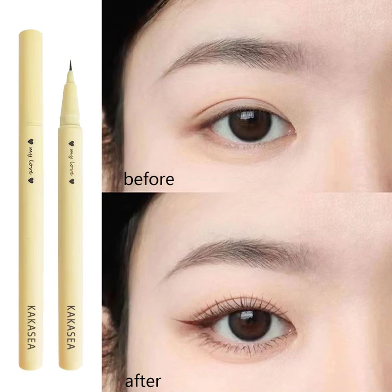 Ultrafeiner flüssiger Eyeliner-Stift, mattschwarz, braun, langlebig, liegender Seidenraupenstift, wasserdicht, schnell trocknend, Beauty-Eyeliner-Make-up-Werkzeug