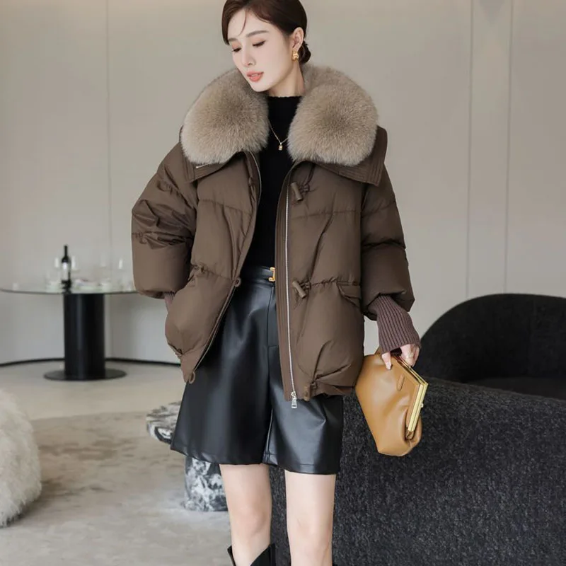 Thickening Top 2024 Winter Fur Collar Fashion Cotton Cotton Jacket Women High Quality Women\'s Cotton Jacket Female Overcoat H94