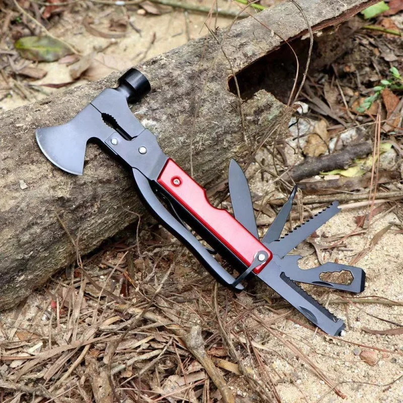 Multifunctional Small Axe Hammer Camping Pocket Knife Pliers Mini Portable for Hunting Camping Survival Outdoor Folding Tool