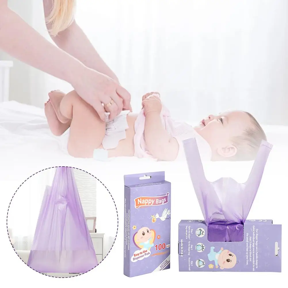 

Портативный мешок для мусора, одноразовые мешки для подгузников, ароматические гигиенические мешки для утилизации подгузников или женских товаров, 100 шт.