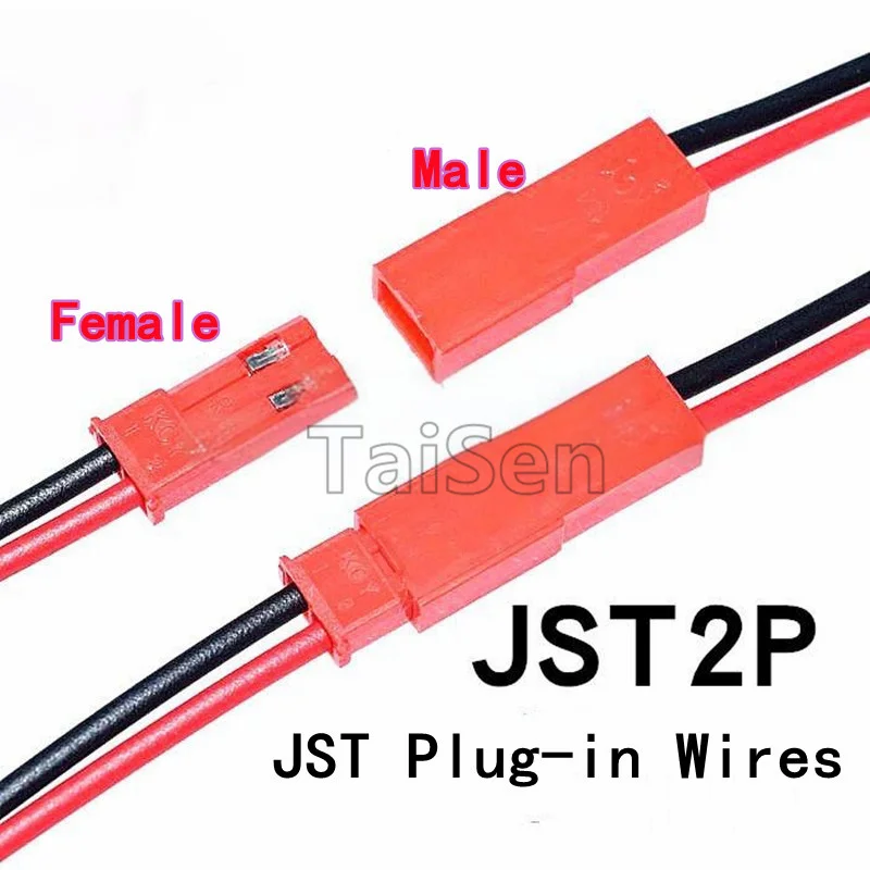 2 Pairs (2pcs male and 2pcs female) JST Plug-in Wires 2P Connection Cables 10cm 20cm 30cm LED Male-Female Plug 2P One End Tinned